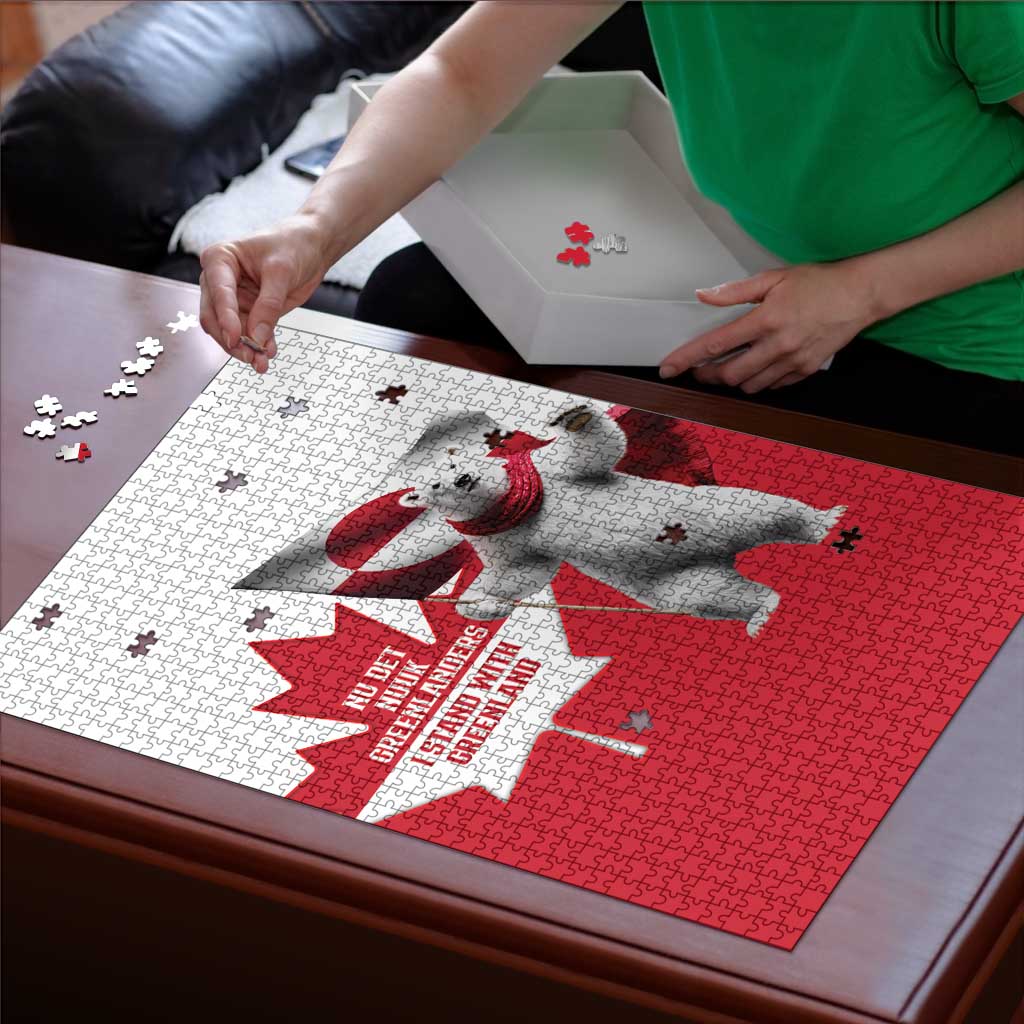 I Stand With Greenland Puzzle Red and White Side by Side