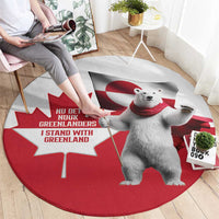 I Stand With Greenland Round Carpet Red and White Side by Side