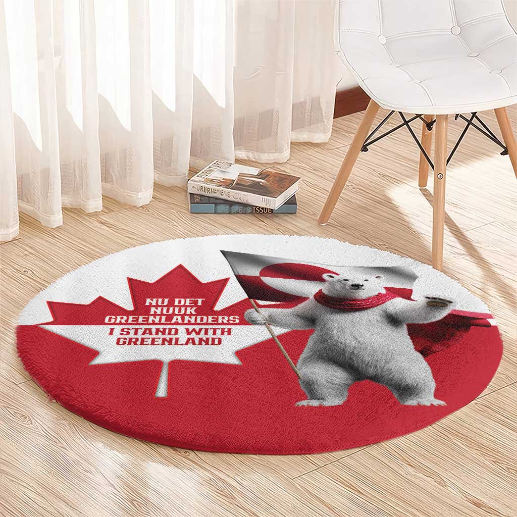 I Stand With Greenland Round Carpet Red and White Side by Side