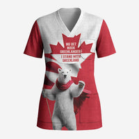 I Stand With Greenland Scrub Top Red and White Side by Side