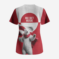 I Stand With Greenland Scrub Top Red and White Side by Side