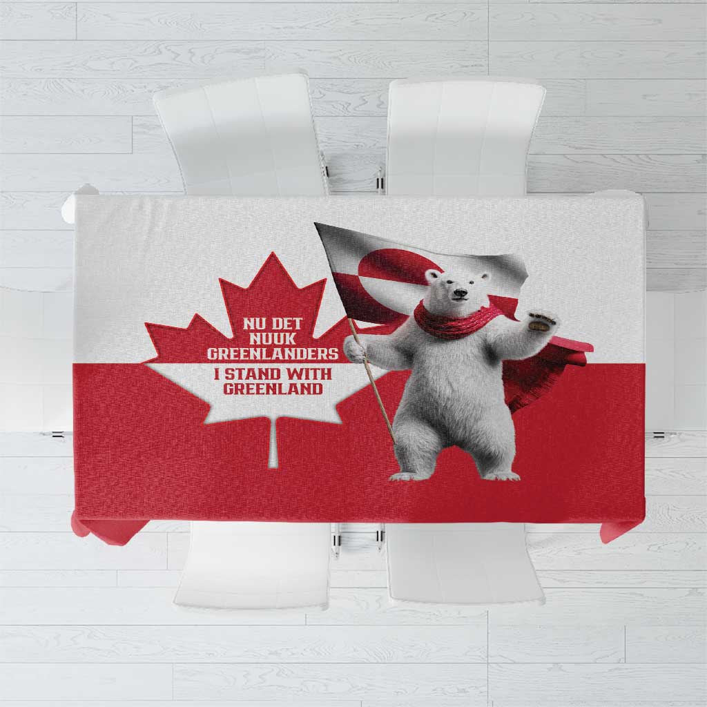 I Stand With Greenland Tablecloth Red and White Side by Side