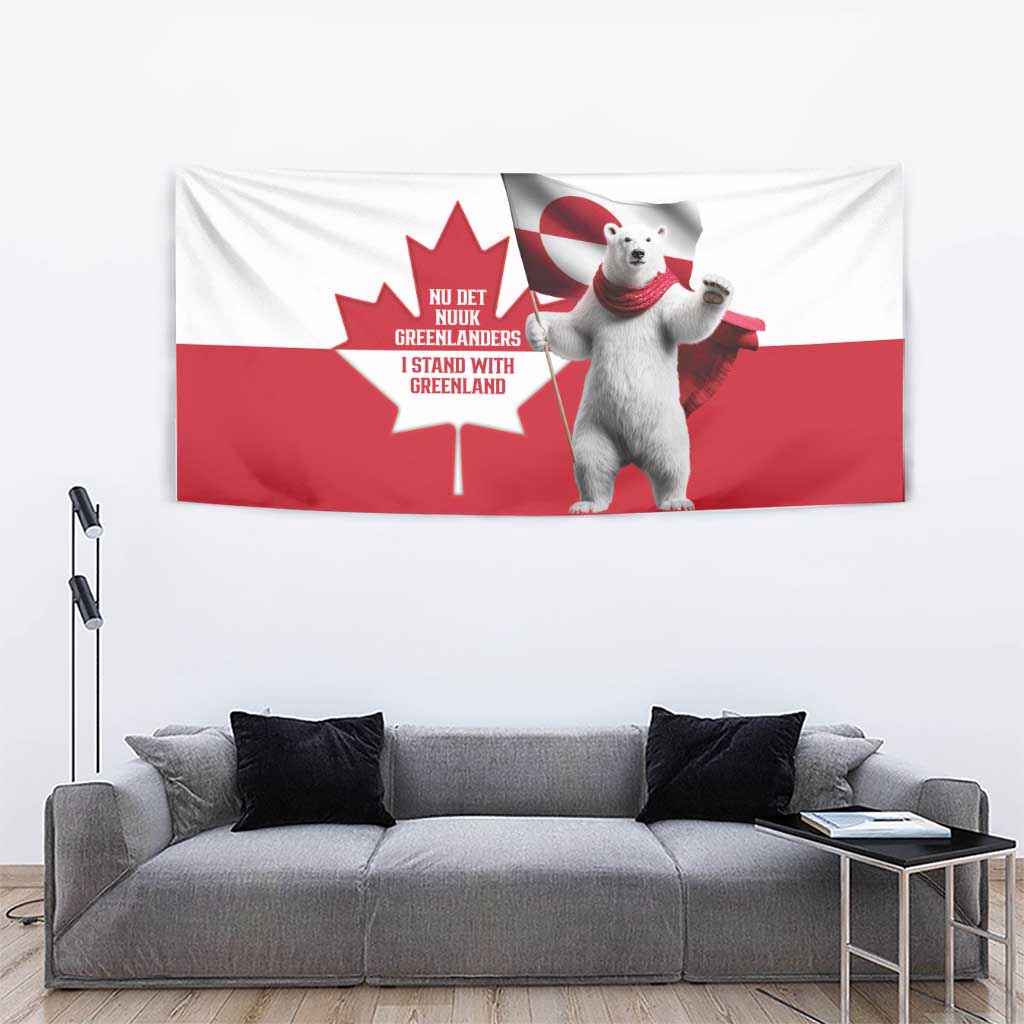 I Stand With Greenland Tapestry Red and White Side by Side