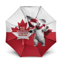I Stand With Greenland Umbrella Red and White Side by Side