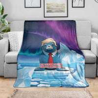 I Stand With Greenland Blanket Funny Sealion Founding