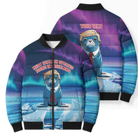 Personalized I Stand With Greenland Bomber Puffer Jacket Funny Sealion Founding