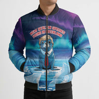Personalized I Stand With Greenland Bomber Puffer Jacket Funny Sealion Founding