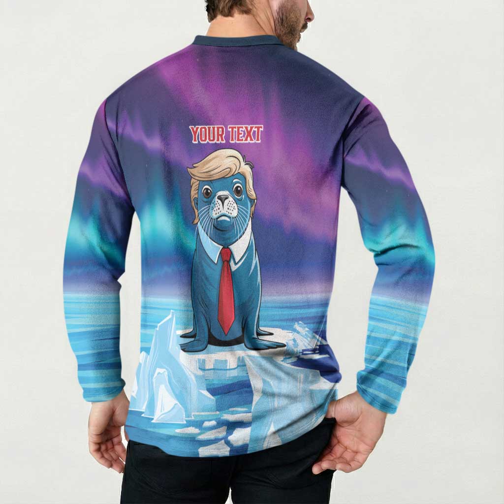 Personalized I Stand With Greenland Button Sweatshirt Funny Sealion Founding