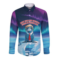 Personalized I Stand With Greenland Long Sleeve Button Shirt Funny Sealion Founding