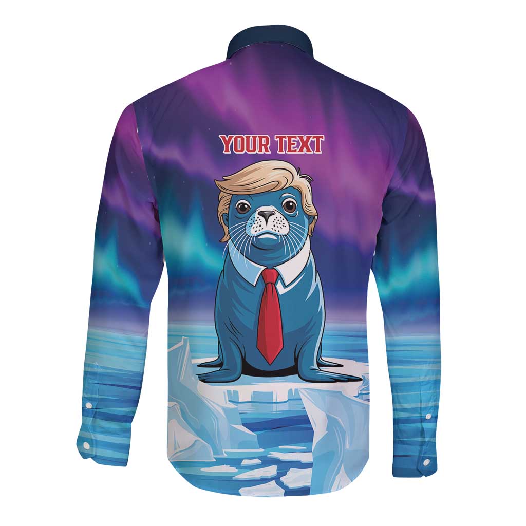 Personalized I Stand With Greenland Long Sleeve Button Shirt Funny Sealion Founding