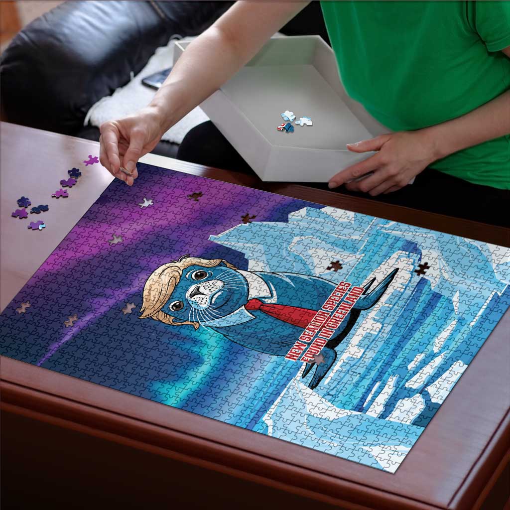 I Stand With Greenland Puzzle Funny Sealion Founding