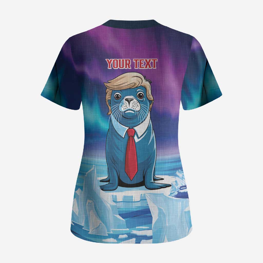 Personalized I Stand With Greenland Scrub Top Funny Sealion Founding