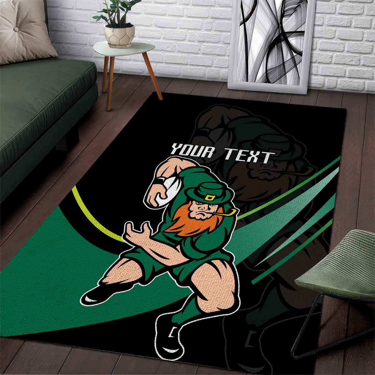 Custom Ireland Rugby Area Rug Irish Shamrocks Warriors Sporty Style LT9 - Wonder Print Shop