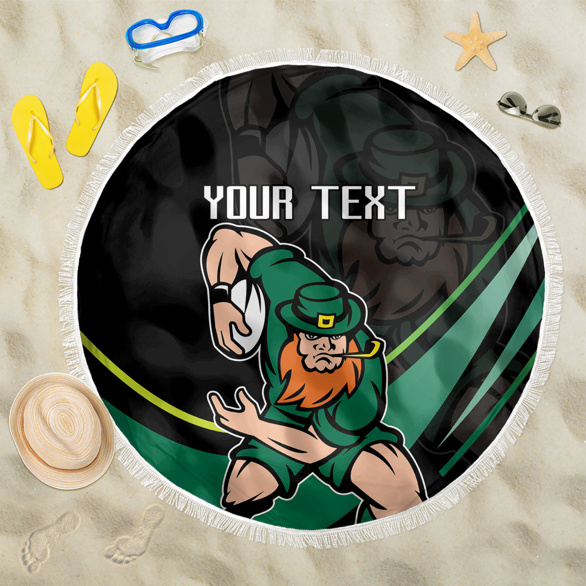 Custom Ireland Rugby Beach Blanket Irish Shamrocks Warriors Sporty Style LT9 - Wonder Print Shop