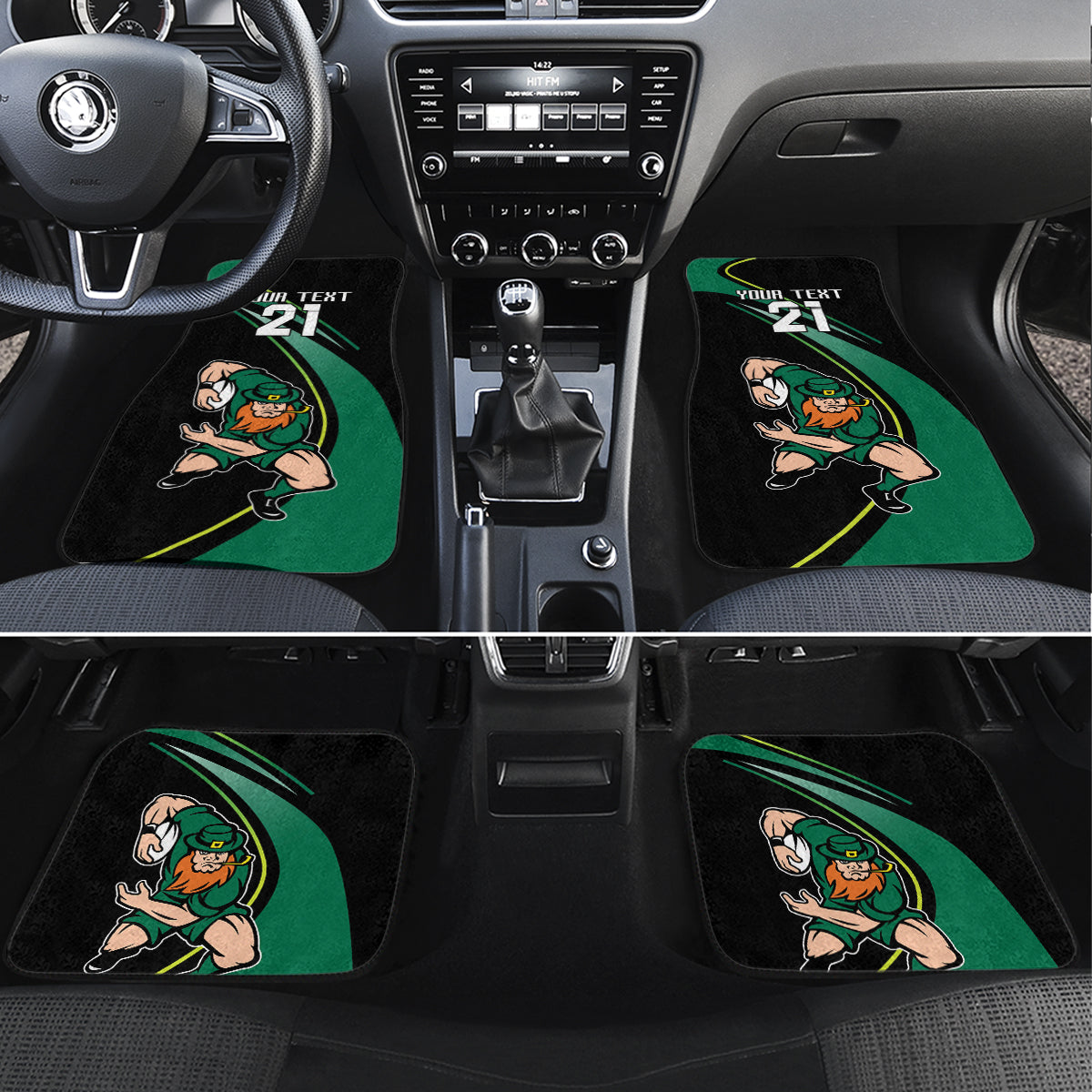 Custom Ireland Rugby Car Mats Irish Shamrocks Warriors Sporty Style LT9 - Wonder Print Shop