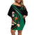 Custom Ireland Rugby Family Matching Off Shoulder Short Dress and Hawaiian Shirt Irish Shamrocks Warriors Sporty Style LT9 - Wonder Print Shop