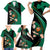 Custom Ireland Rugby Family Matching Short Sleeve Bodycon Dress and Hawaiian Shirt Irish Shamrocks Warriors Sporty Style - Wonder Print Shop