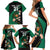 Custom Ireland Rugby Family Matching Short Sleeve Bodycon Dress and Hawaiian Shirt Irish Shamrocks Warriors Sporty Style - Wonder Print Shop