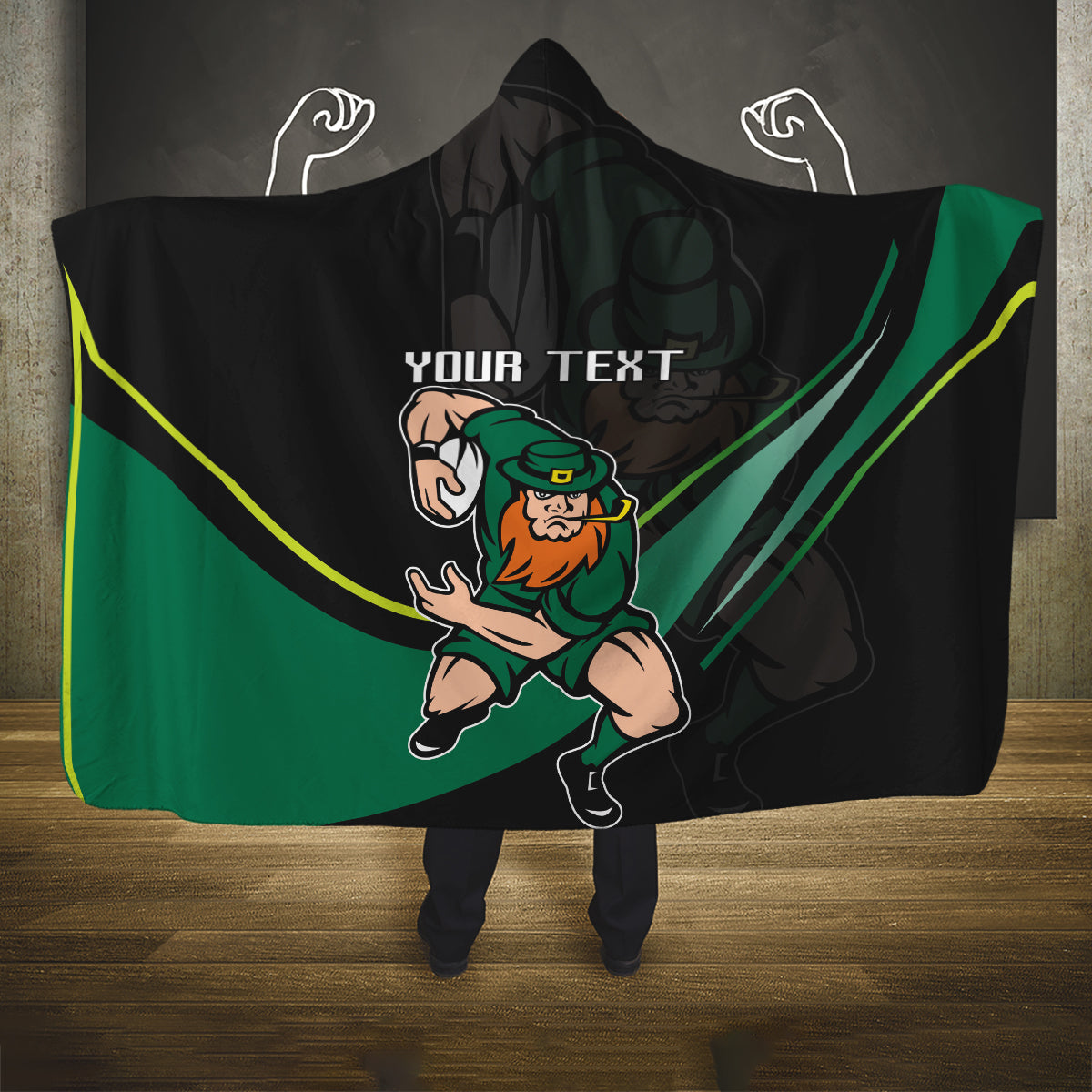 Custom Ireland Rugby Hooded Blanket Irish Shamrocks Warriors Sporty Style