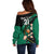 Custom Ireland Rugby Off Shoulder Sweater Irish Shamrocks Warriors Sporty Style - Wonder Print Shop