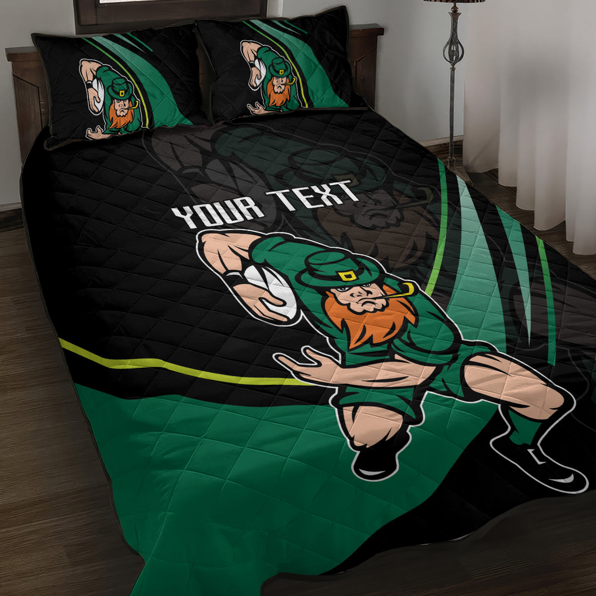 Custom Ireland Rugby Quilt Bed Set Irish Shamrocks Warriors Sporty Style - Wonder Print Shop