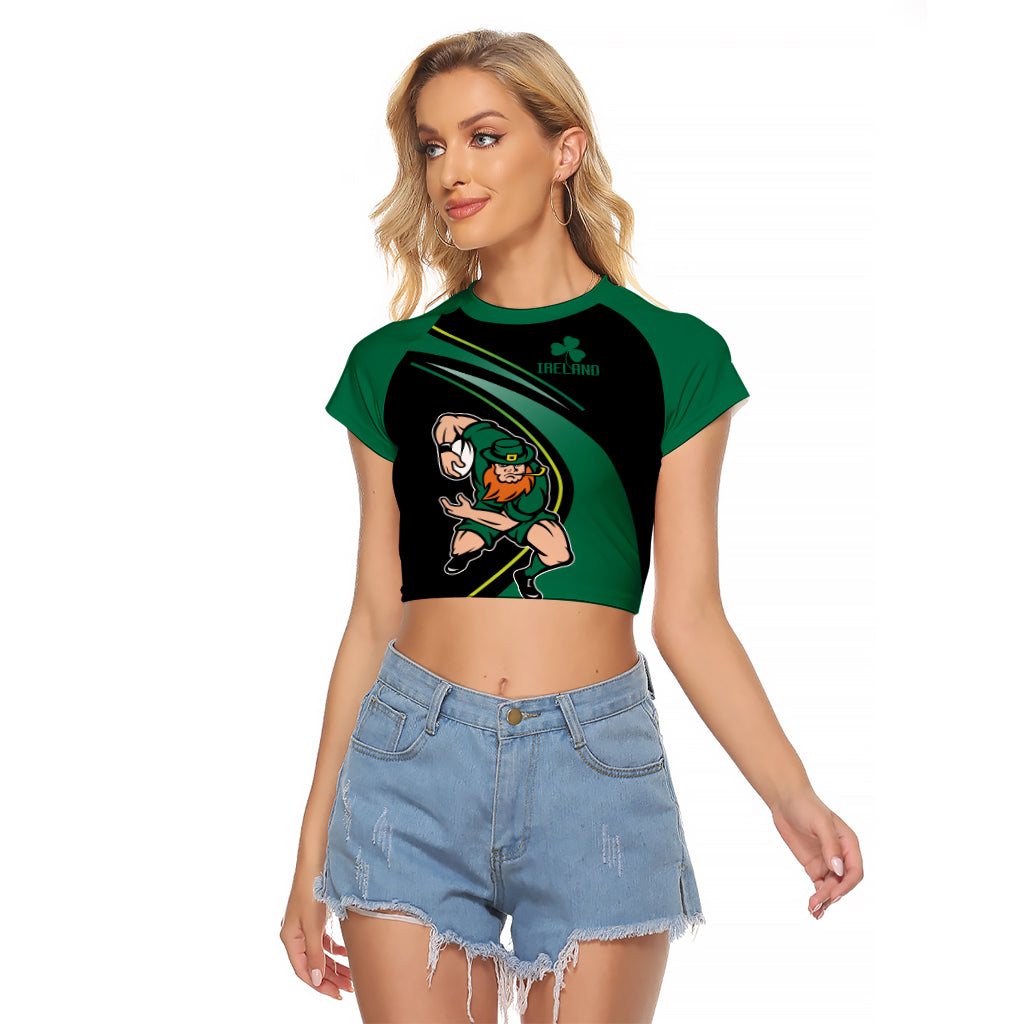 Custom Ireland Rugby Raglan Cropped T Shirt Irish Shamrocks Warriors Sporty Style - Wonder Print Shop