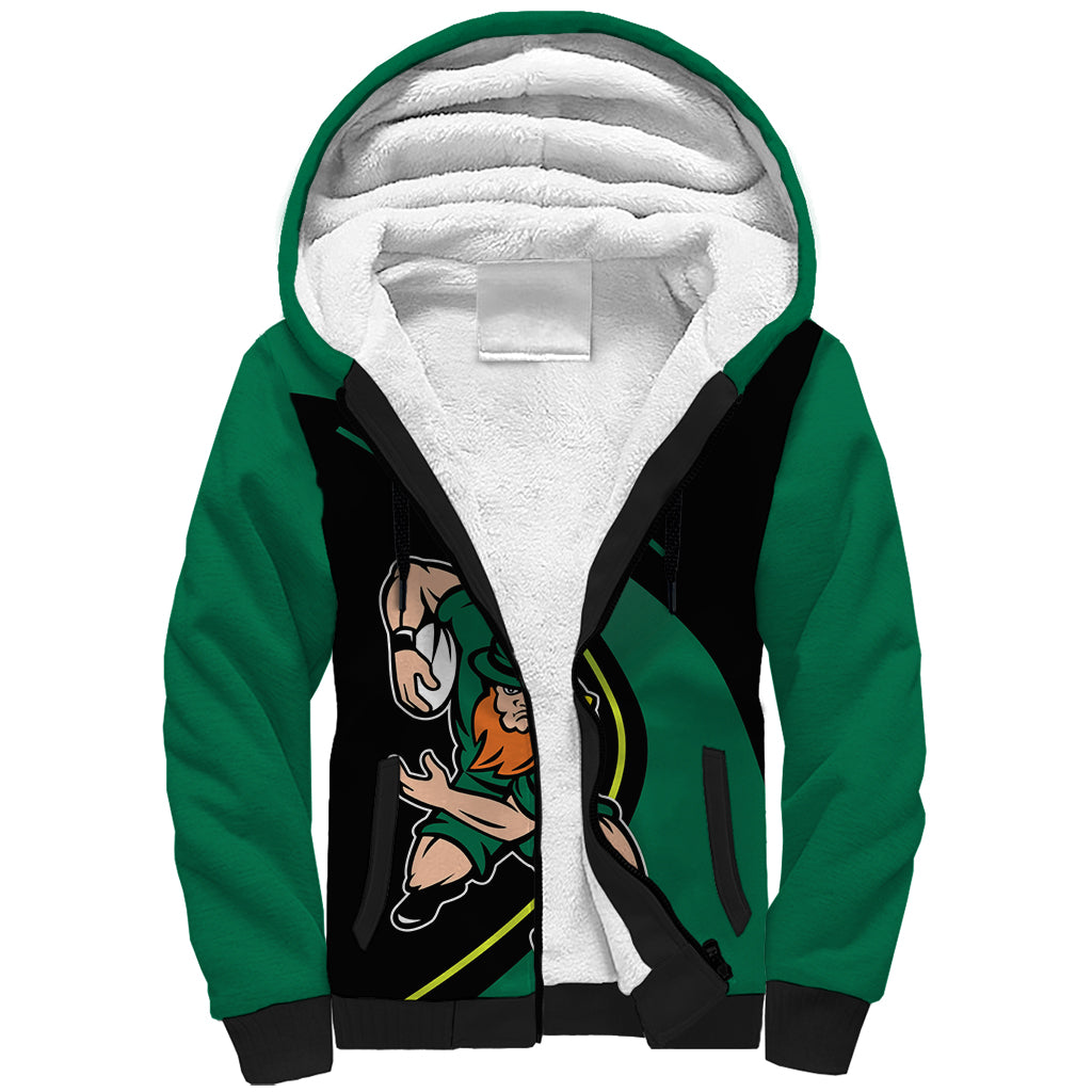 Custom Ireland Rugby Sherpa Hoodie Irish Shamrocks Warriors Sporty Style