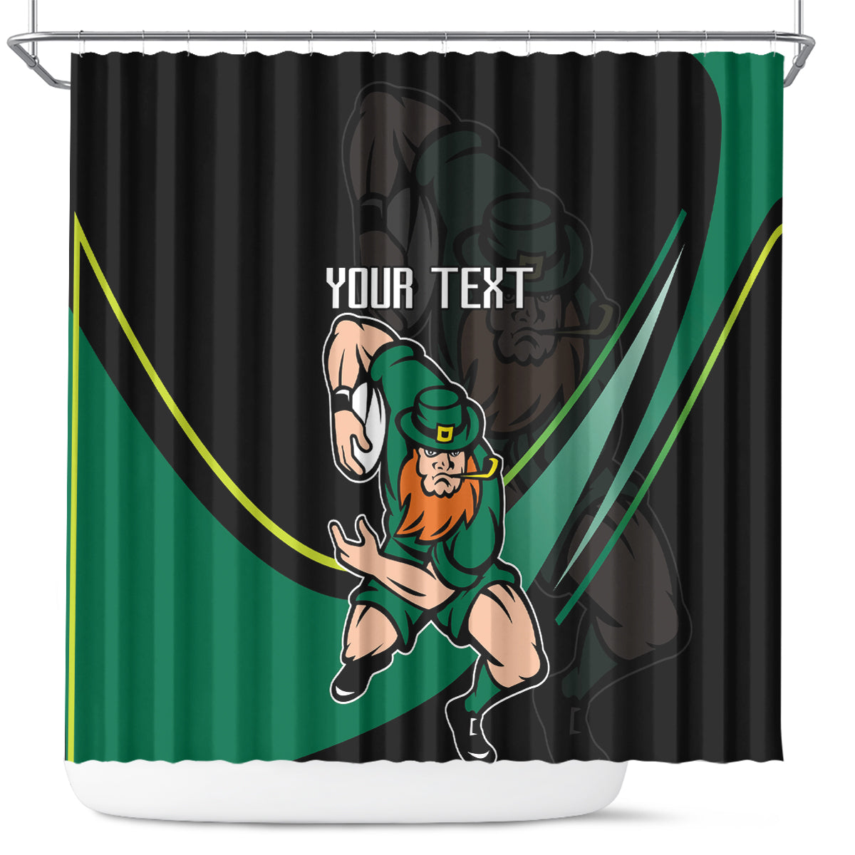 Custom Ireland Rugby Shower Curtain Irish Shamrocks Warriors Sporty Style