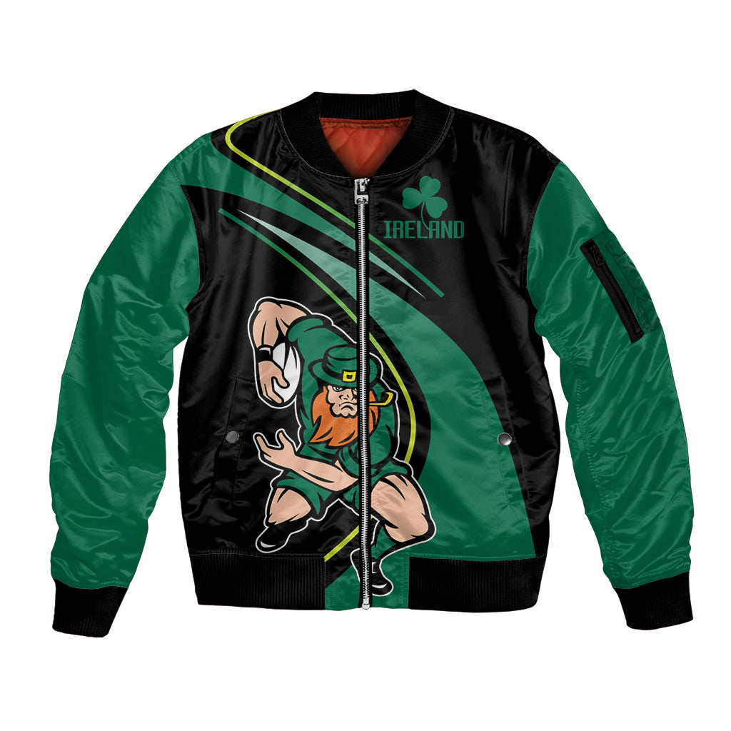 Custom Ireland Rugby Sleeve Zip Bomber Jacket Irish Shamrocks Warriors Sporty Style