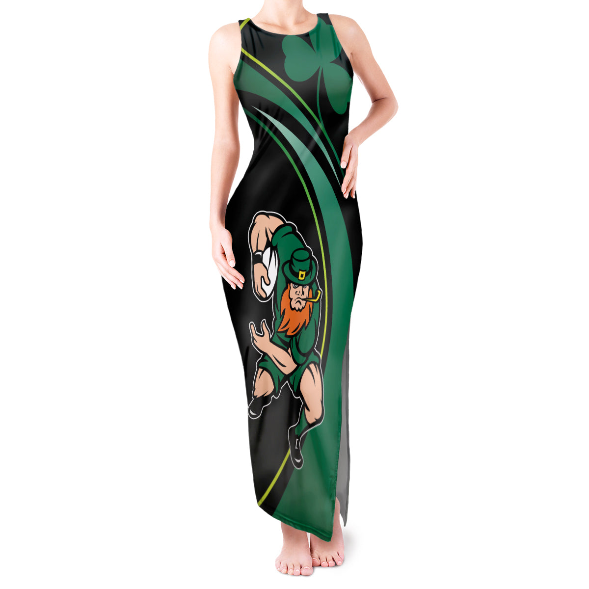 Custom Ireland Rugby Tank Maxi Dress Irish Shamrocks Warriors Sporty Style