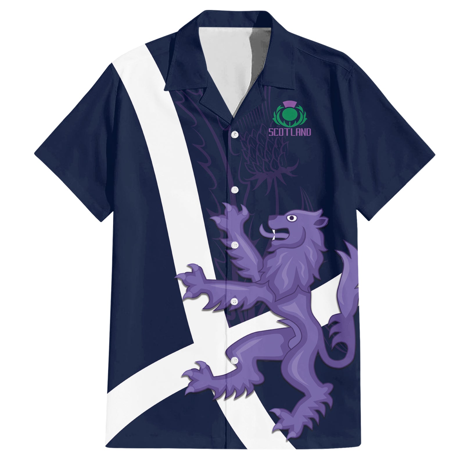 Custom Scotland Rugby Hawaiian Shirt Scottish Lion and Thistle - Wonder Print Shop