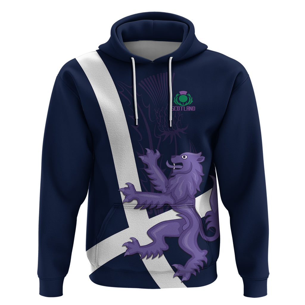 Custom Scotland Rugby Hoodie Scottish Lion and Thistle - Wonder Print Shop