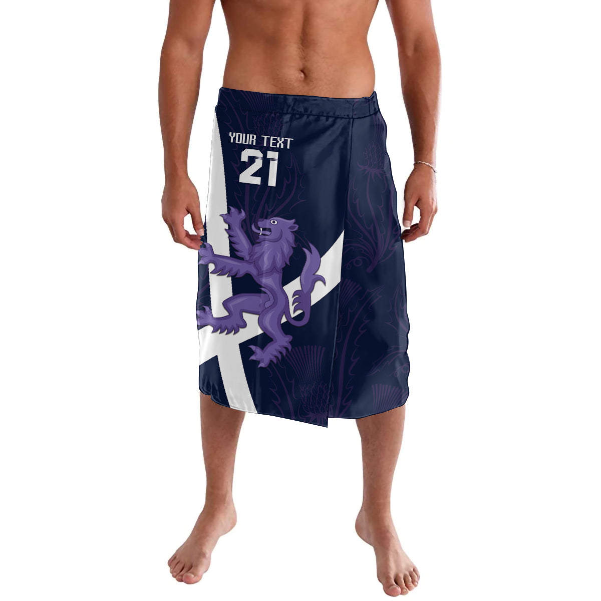 Custom Scotland Rugby Lavalava Scottish Lion and Thistle - Wonder Print Shop