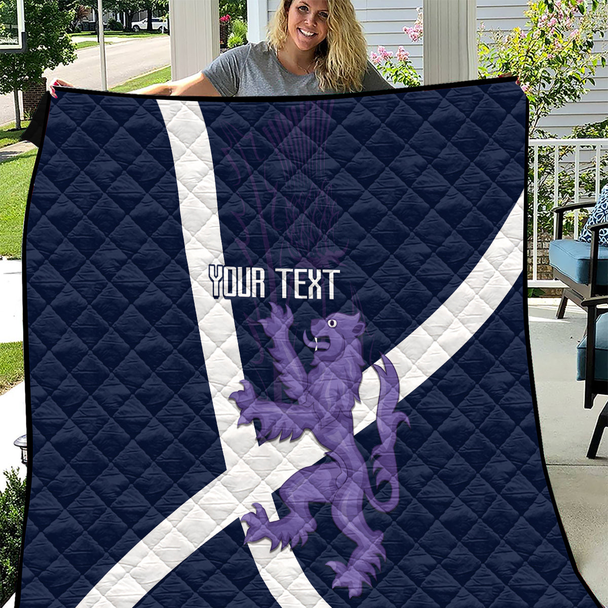 Custom Scotland Rugby Quilt Scottish Lion and Thistle