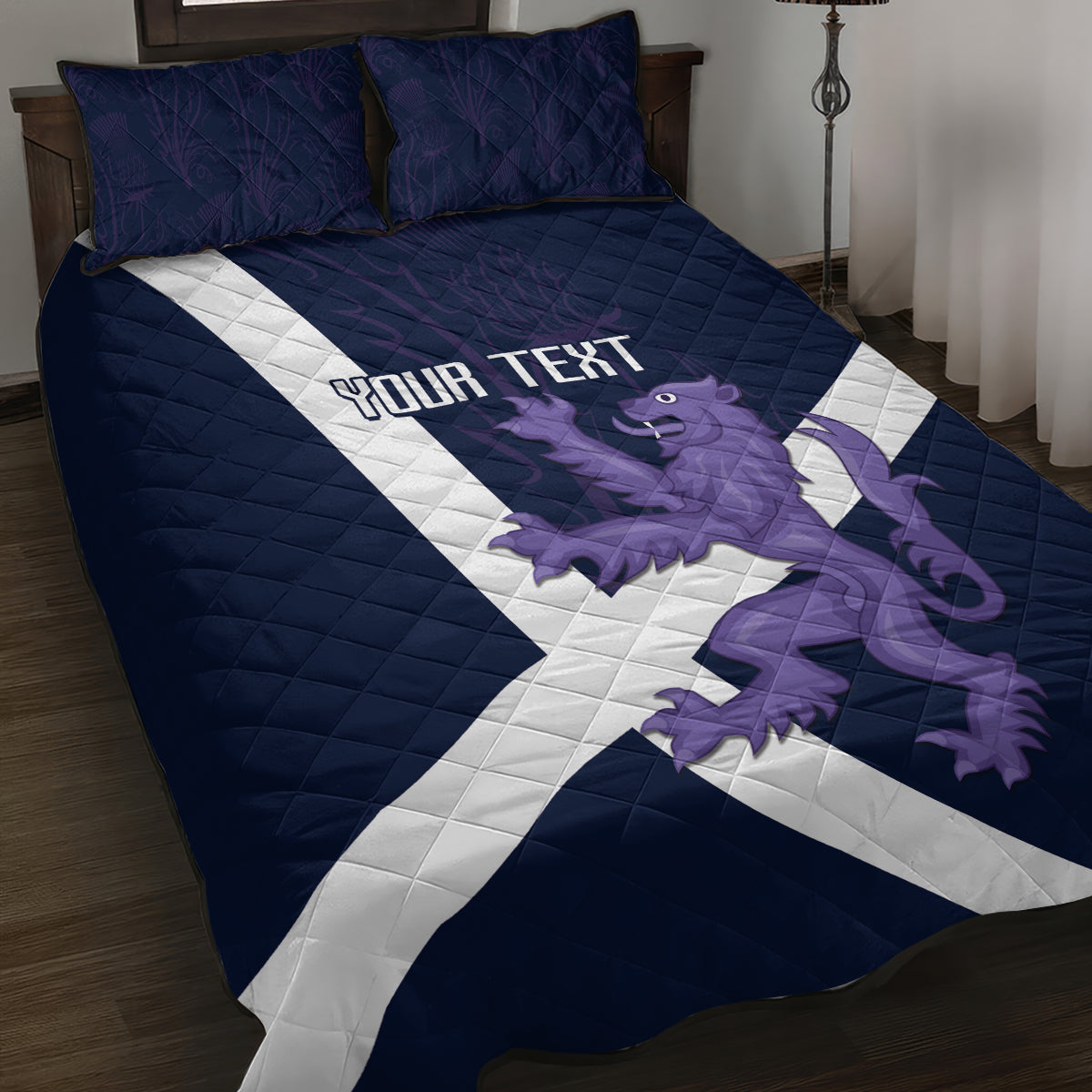 Custom Scotland Rugby Quilt Bed Set Scottish Lion and Thistle