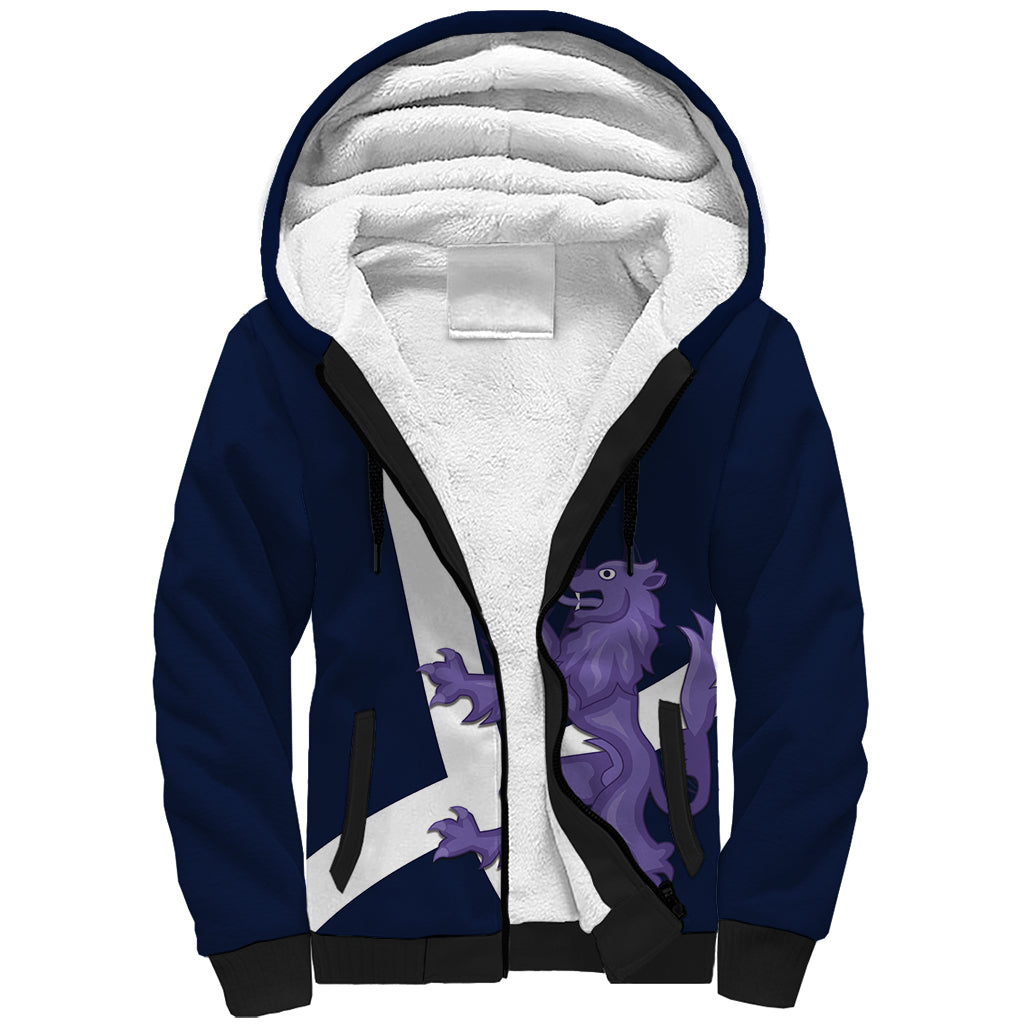 Custom Scotland Rugby Sherpa Hoodie Scottish Lion and Thistle