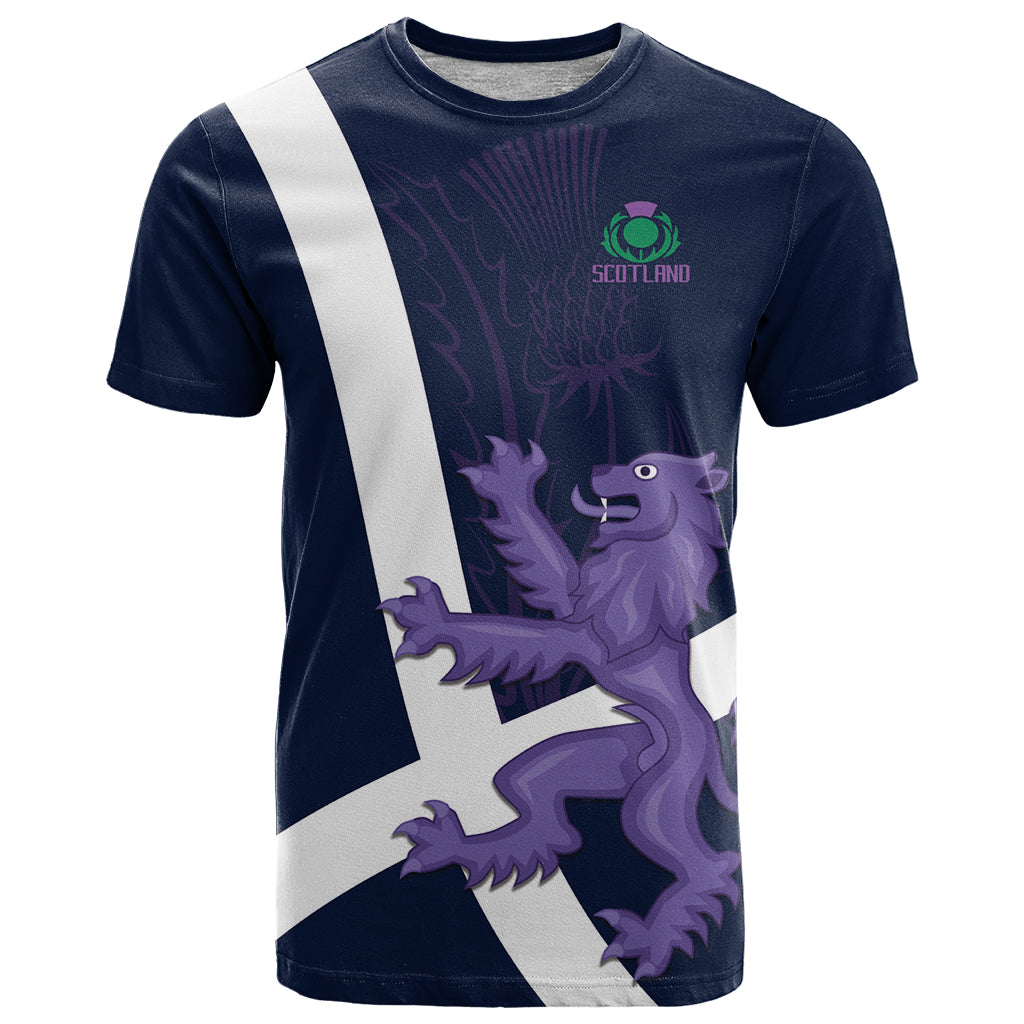 Custom Scotland Rugby T Shirt Scottish Lion and Thistle