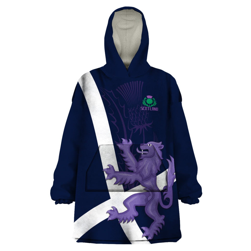 Custom Scotland Rugby Wearable Blanket Hoodie Scottish Lion and Thistle