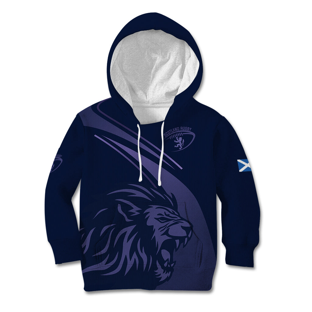 Custom Scotland Rugby Kid Hoodie Scottish Lion Sporty Style - Wonder Print Shop