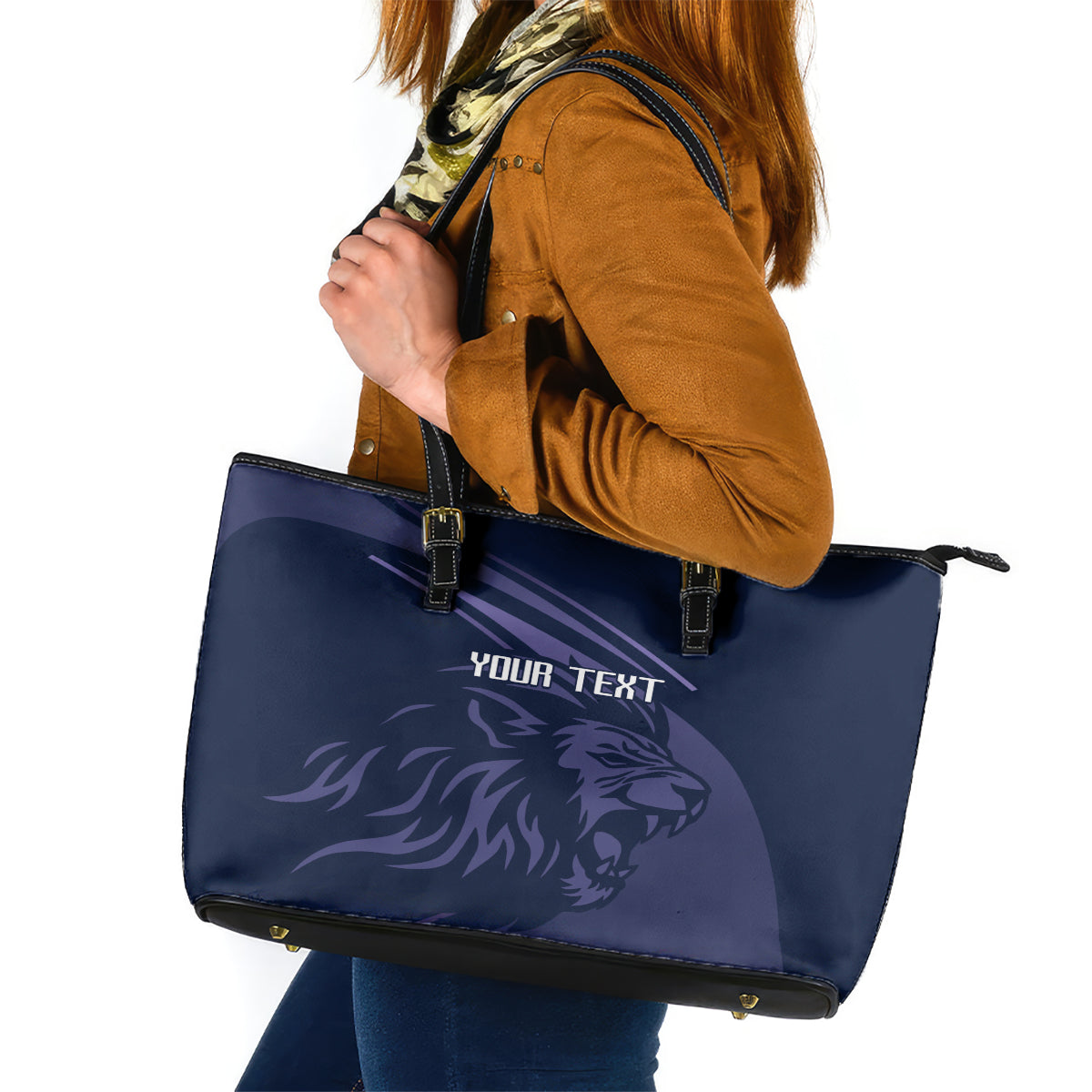 Custom Scotland Rugby Leather Tote Bag Scottish Lion Sporty Style - Wonder Print Shop