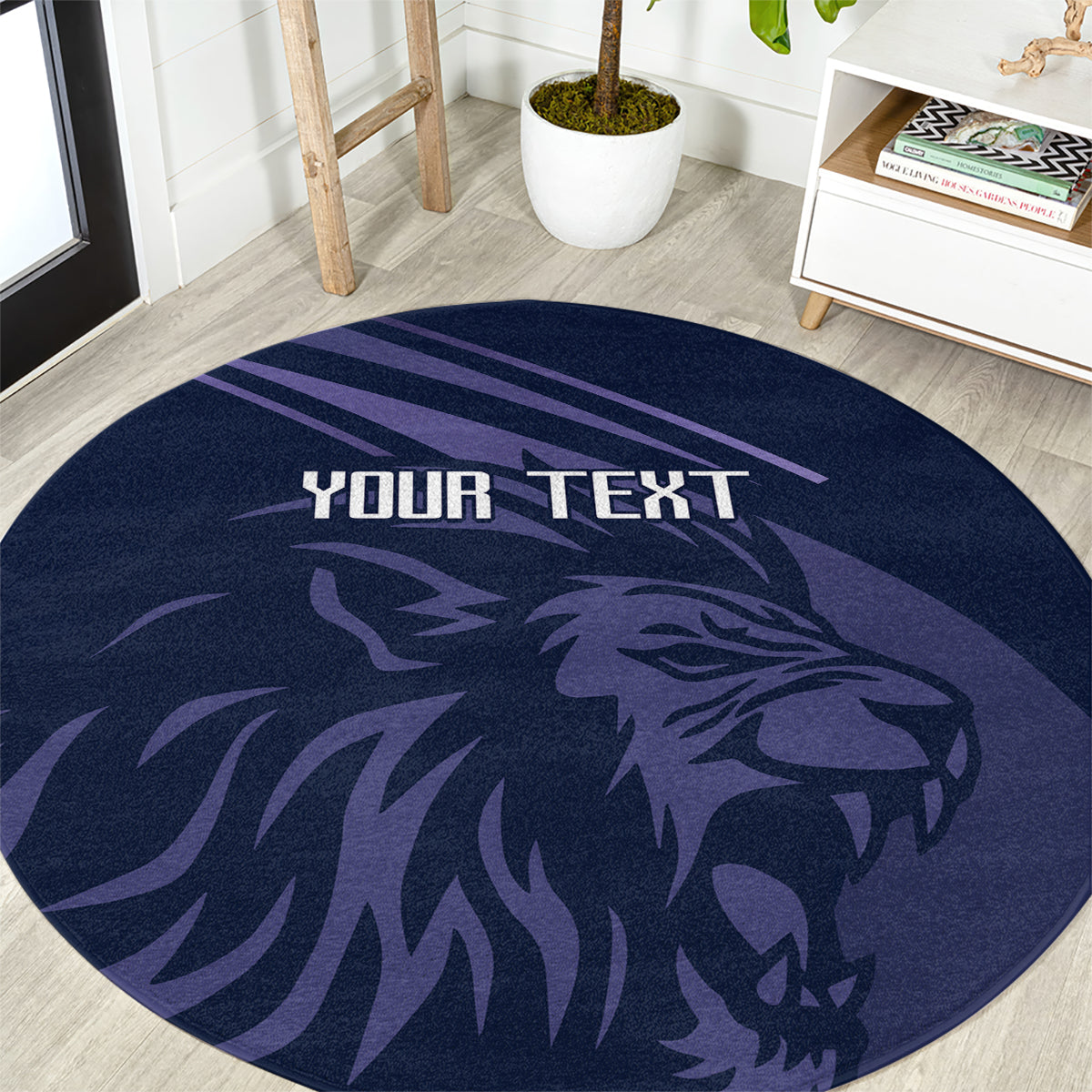 Custom Scotland Rugby Round Carpet Scottish Lion Sporty Style