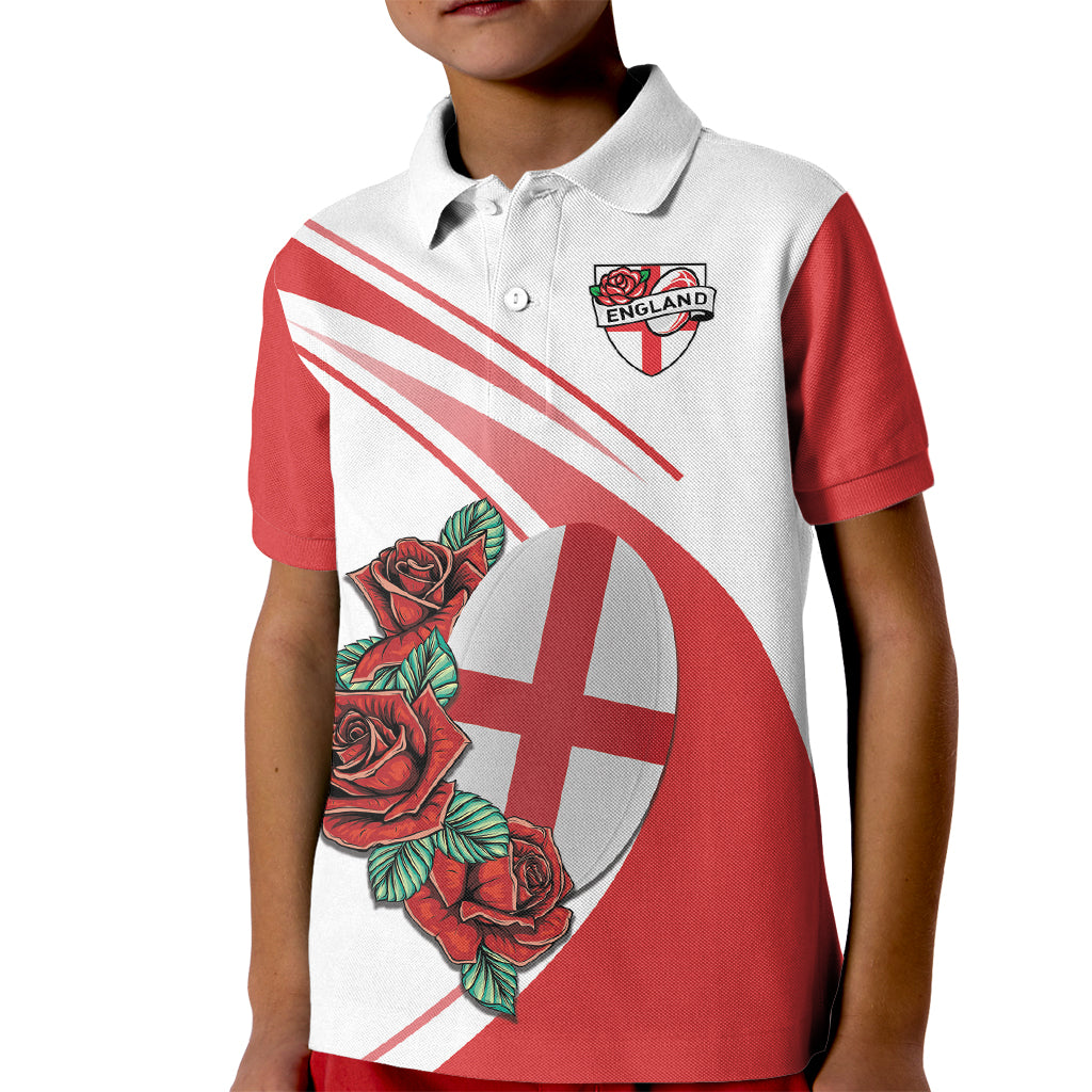 Custom England Rugby Kid Polo Shirt Red Rose Sporty Style - Wonder Print Shop