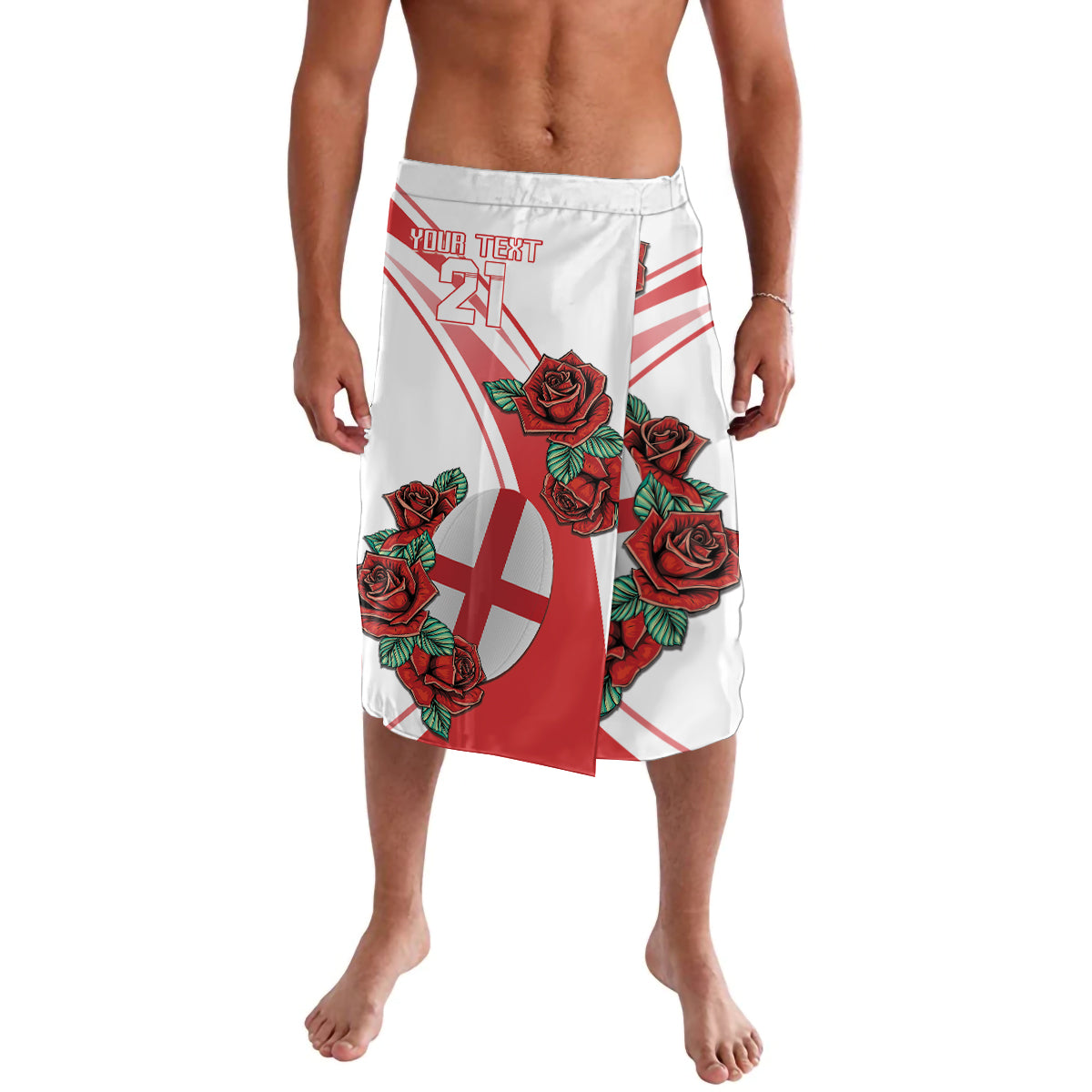 Custom England Rugby Lavalava Red Rose Sporty Style - Wonder Print Shop