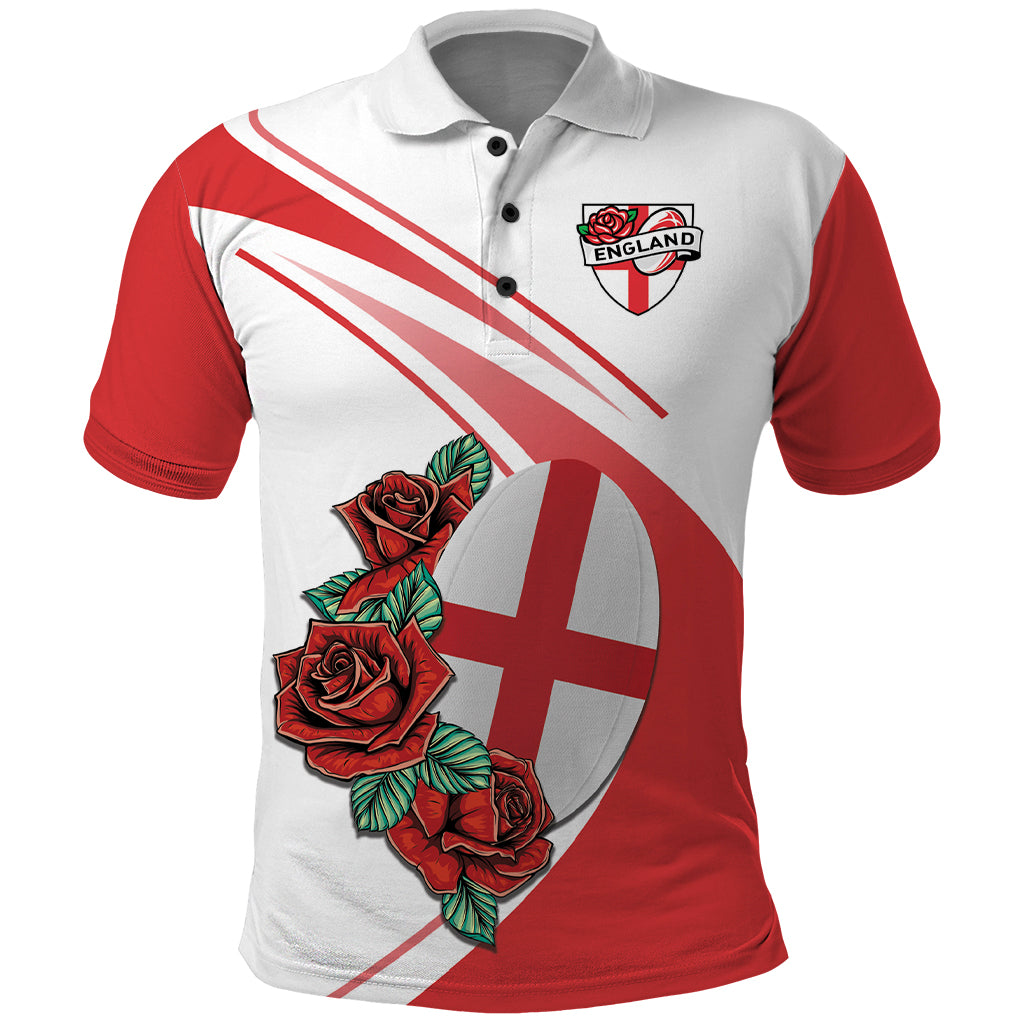 Custom England Rugby Polo Shirt Red Rose Sporty Style - Wonder Print Shop