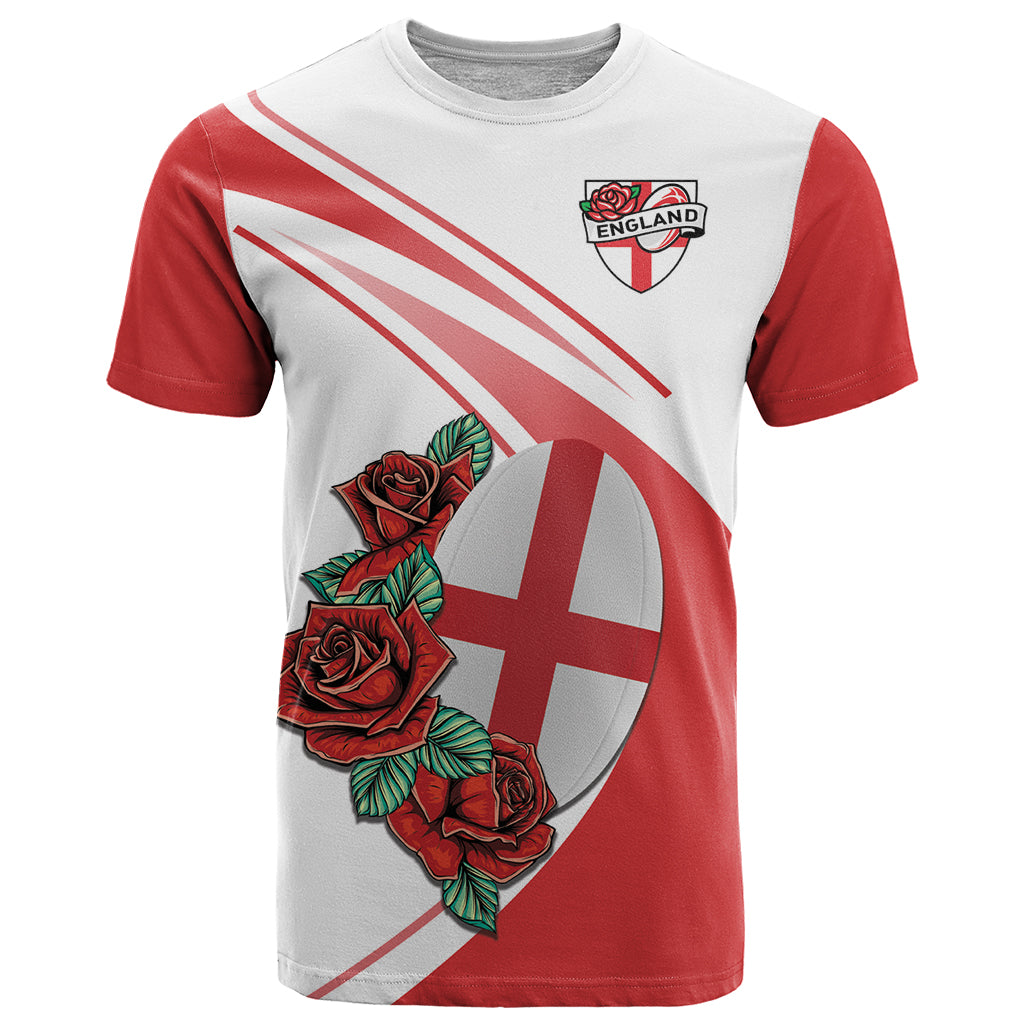 Custom England Rugby T Shirt Red Rose Sporty Style