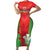 Custom Wales Rugby Short Sleeve Bodycon Dress With Prince of Waless Feathers Go Cymru