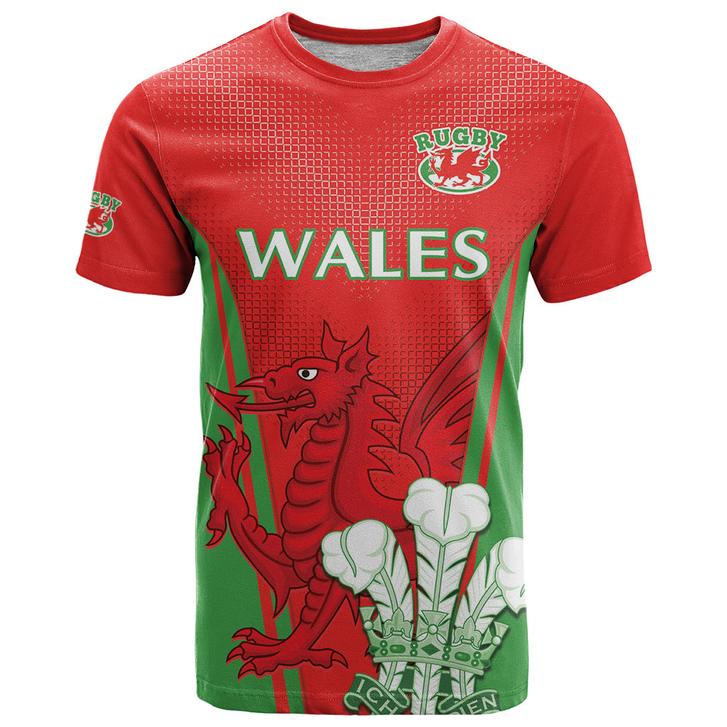 Custom Wales Rugby T Shirt With Prince of Waless Feathers Go Cymru