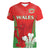 Custom Wales Rugby Women V Neck T Shirt With Prince of Waless Feathers Go Cymru