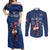 Custom France Rugby Couples Matching Off Shoulder Maxi Dress and Long Sleeve Button Shirt Le XV de France Gallic Rooster LT9 - Wonder Print Shop