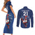 Custom France Rugby Couples Matching Short Sleeve Bodycon Dress and Long Sleeve Button Shirt Le XV de France Gallic Rooster LT9 - Wonder Print Shop